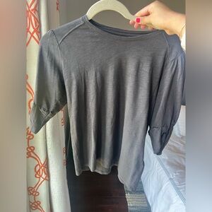 ba&sh Paris 100% Cotton Charcoal Ruched Sleeve Top – Size 0